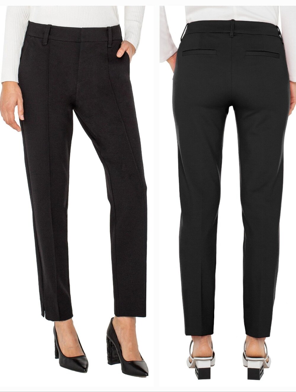 Liverpool Gemma Cigarette Trouser High Rise Slim Ponte Pants Black size 8